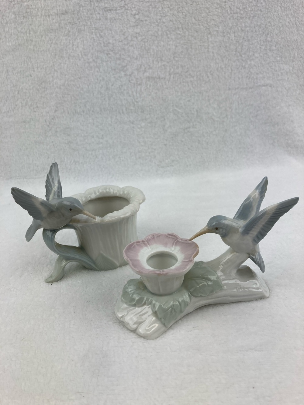 VTG Otagiri Japan Hummingbird Candle Holders Set of 2, Flaw